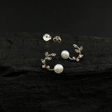 Leaf With Pearl Ear Studs