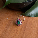 Ruby & Emerald Drop Nose Pin