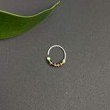 Green & Deep Red Beads Nose Ring (8.56mm)