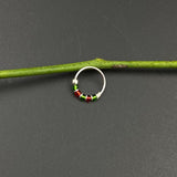 Green & Deep Red Beads Nose Ring (8.56mm)