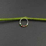 Green & Deep Red Beads Nose Ring (8.56mm)