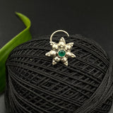 Pretty Flower Nose Pin (Emerald)