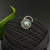 Silver Weed Nose Pin (Turq)