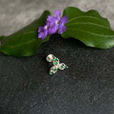 Emerald Flower Petals Nose Pin