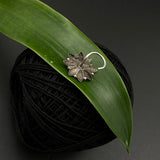 Silver Oxidised Flower Nose Pin