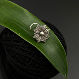 Silver Oxidised Flower Nose Pin