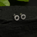 Round Zircon Screw Ear Studs