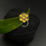 Mustard Floral Kundan Nose Pin
