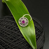Ruby In A Circle Nose Pin