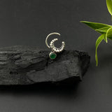 Emerald Crescent  Moon Nose Pin
