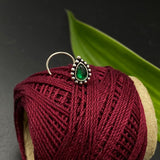 Green Kundan Drop Nose Pin
