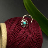 Turq Flower Nose Pin