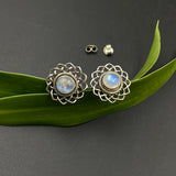 Geometric Moonstone Ear Studs