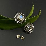 Geometric Moonstone Ear Studs