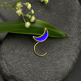 Moon Blue Nose Pin (Gold Polished)