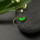 Green Moon Nose Pin (Gold Polished)