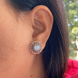 Geometric Moonstone Ear Studs
