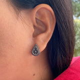Silver Tribal Drop Ear Studs