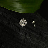 Crescent & Flower Zircon Nose Pin