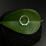 Turquoise & Pearl Beads Nose Ring
