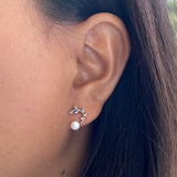 Leaf With Pearl Ear Studs