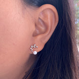 Leaf With Pearl Ear Studs