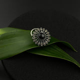 Round Black Marcasite Nose Pin