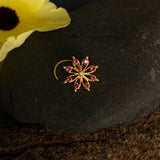 Intricate Ruby Flower Nose Pin