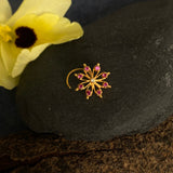 Intricate Ruby Flower Nose Pin