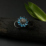 Aquamarine Flower Nose Pin