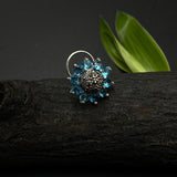 Aquamarine Flower Nose Pin
