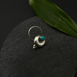 Turq Crescent Nose Pin