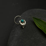 Turq Crescent Nose Pin