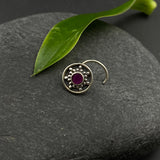 Ruby In A Circle Nose Pin