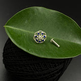 Blue & Zircon Flower Nose Pin