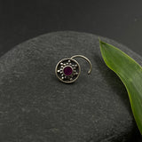Ruby In A Circle Nose Pin