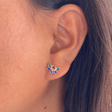 Blue & Green Crescent Ear Studs