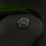 Emerald Bloomed Flower Nose Pin