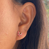 Crescent Deep Red Ear Studs