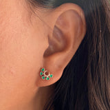 Crescent With Green Petals Ear Studs
