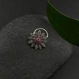 Ruby Bloomed Flower Nose Pin
