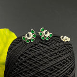 Crescent With Green Petals Ear Studs