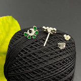 Crescent With Green Petals Ear Studs
