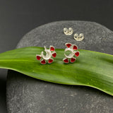 Crescent Deep Red Ear Studs
