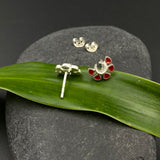 Crescent Deep Red Ear Studs