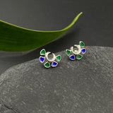 Blue & Green Crescent Ear Studs