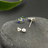 Blue & Green Crescent Ear Studs