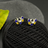 Blue & Yellow Petals Ear Studs