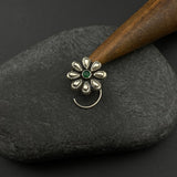 Emerald Flower Nose Pin
