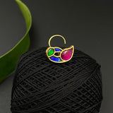 Kundan Peacock Nose Pin